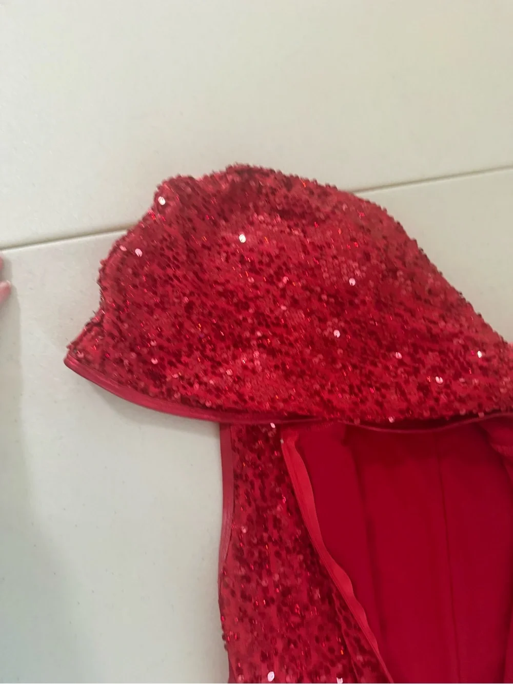 Red Sequin Hooded Bodsuit